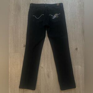 Black Straight Leg Guess Jeans with Rhinestone Pockets, size 31